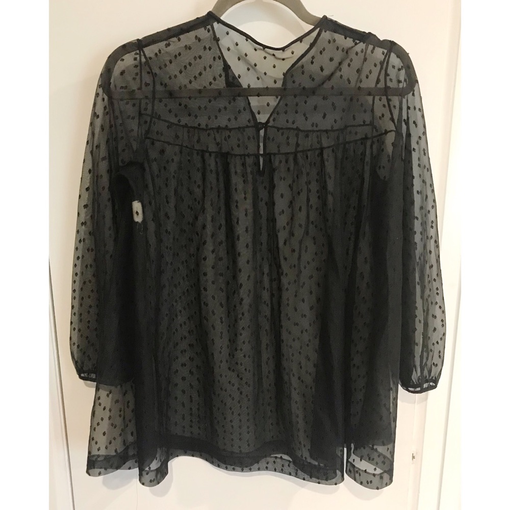 VINTAGE sheer black blouse